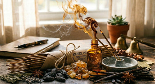 Amber Oud Hand-Dipped Incense  Grounding & Mystical Ritual Scent Incense Sticks