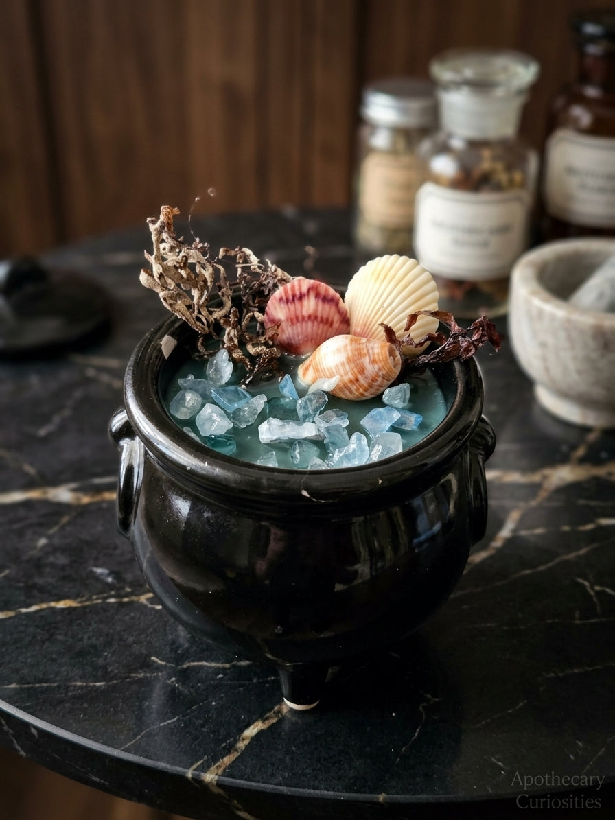Sea Witch Cauldron Candle – Fresh Ozone & Sea Salt Coastal Altar Anchor