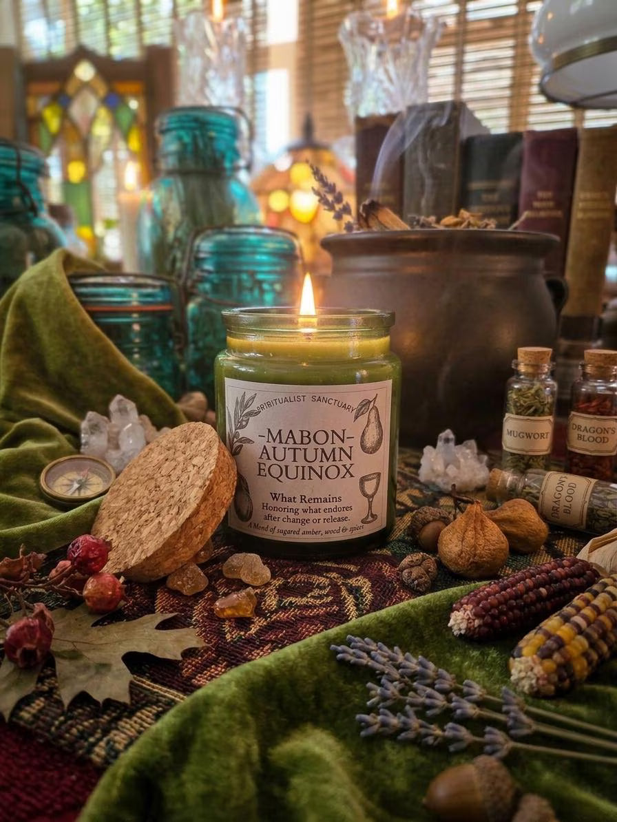 Mabon Autumn Equinox Soy Candle | Apple, Clove & Amber Crisp Fall Ritual Candle