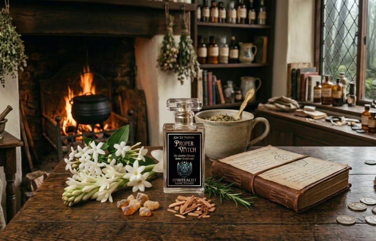 Proper Witch Ritual Perfume • Lily Jasmine Tuberose Amber Sandalwood • British Folk Magic Apothecary • Intention for Sovereignty & Hearth