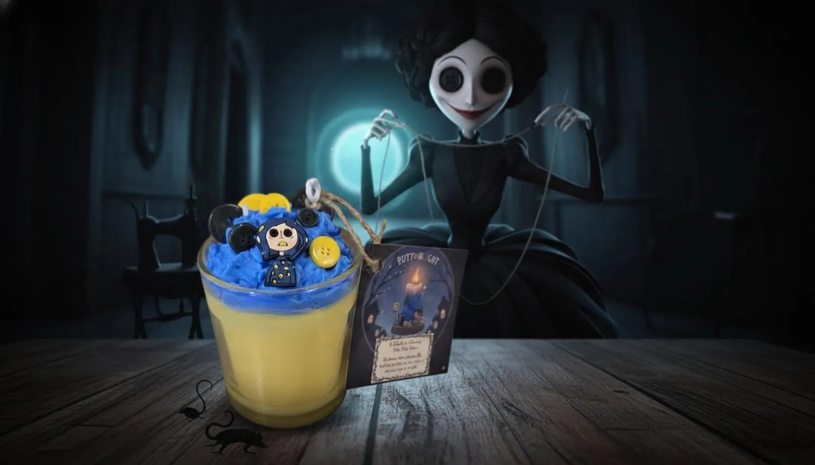 Coraline Movie Theme Soy Candle Shadow Work Intentional Candle Coraline Button Candle