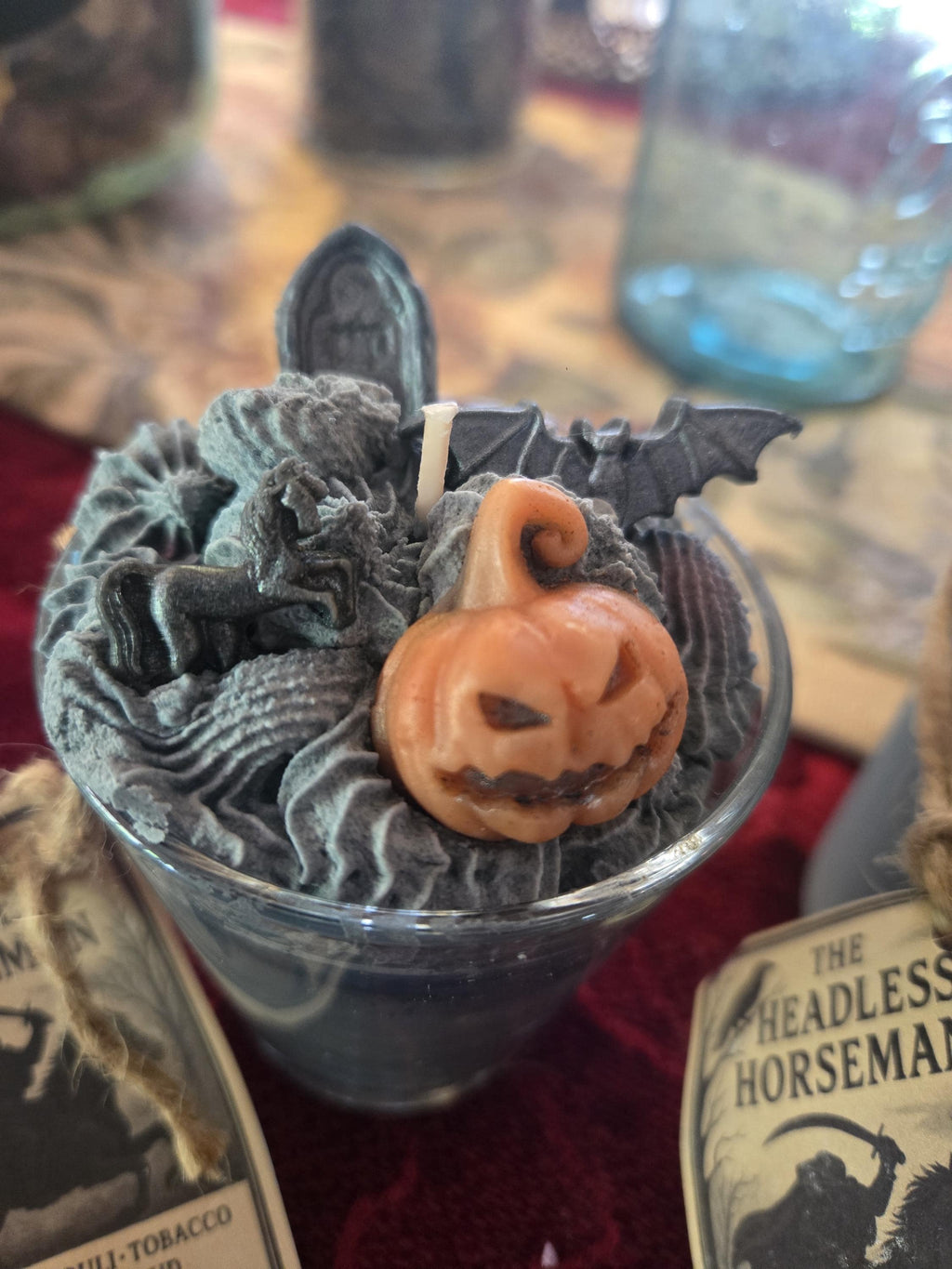 The Headless Horseman Halloween Candle – Clove, Patchouli, Tobacco, Cedarwood & Oud Scented – For Courage, Facing Fears Ritual Candle