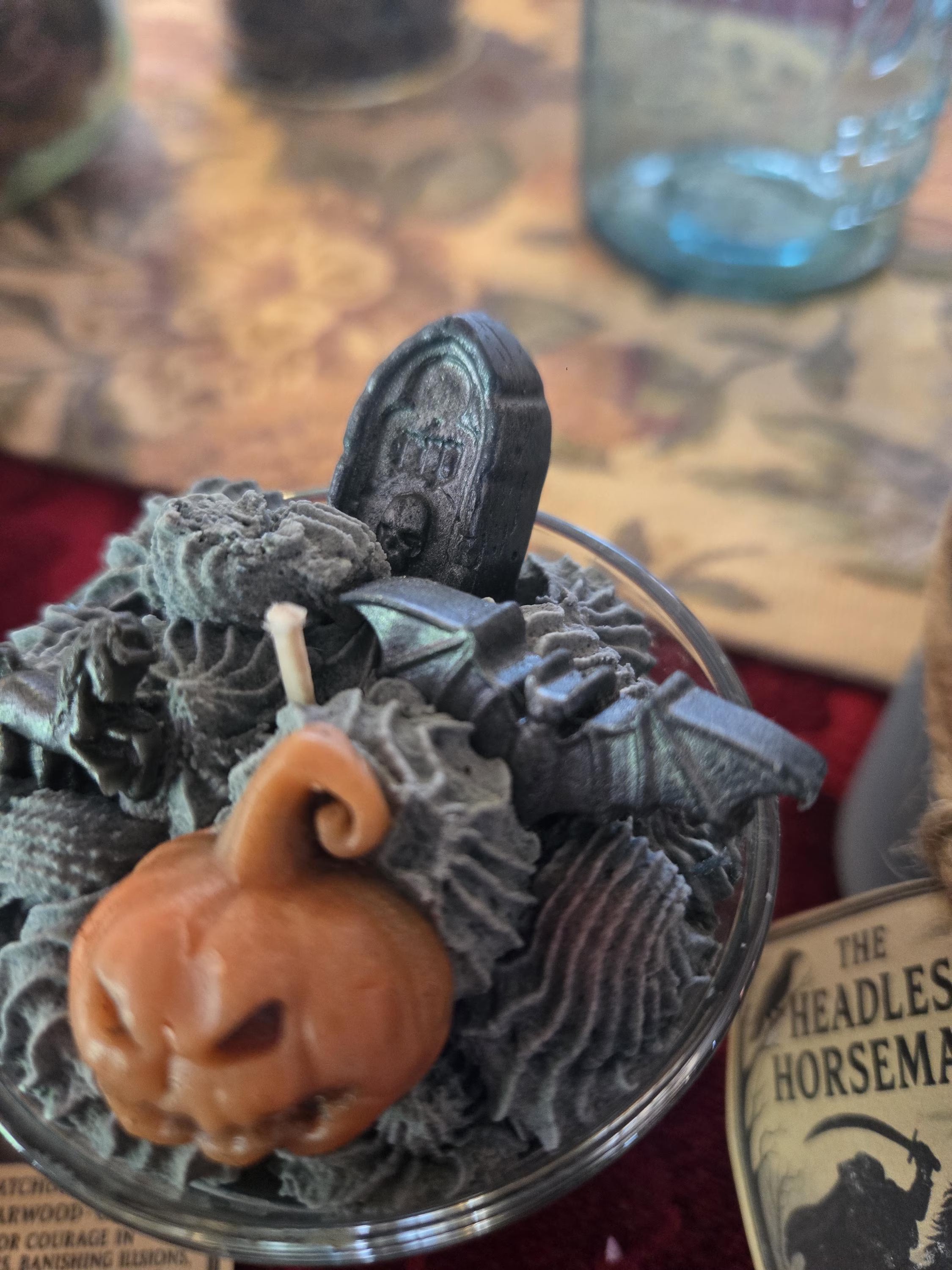 The Headless Horseman Halloween Candle – Clove, Patchouli, Tobacco, Cedarwood & Oud Scented – For Courage, Facing Fears Ritual Candle