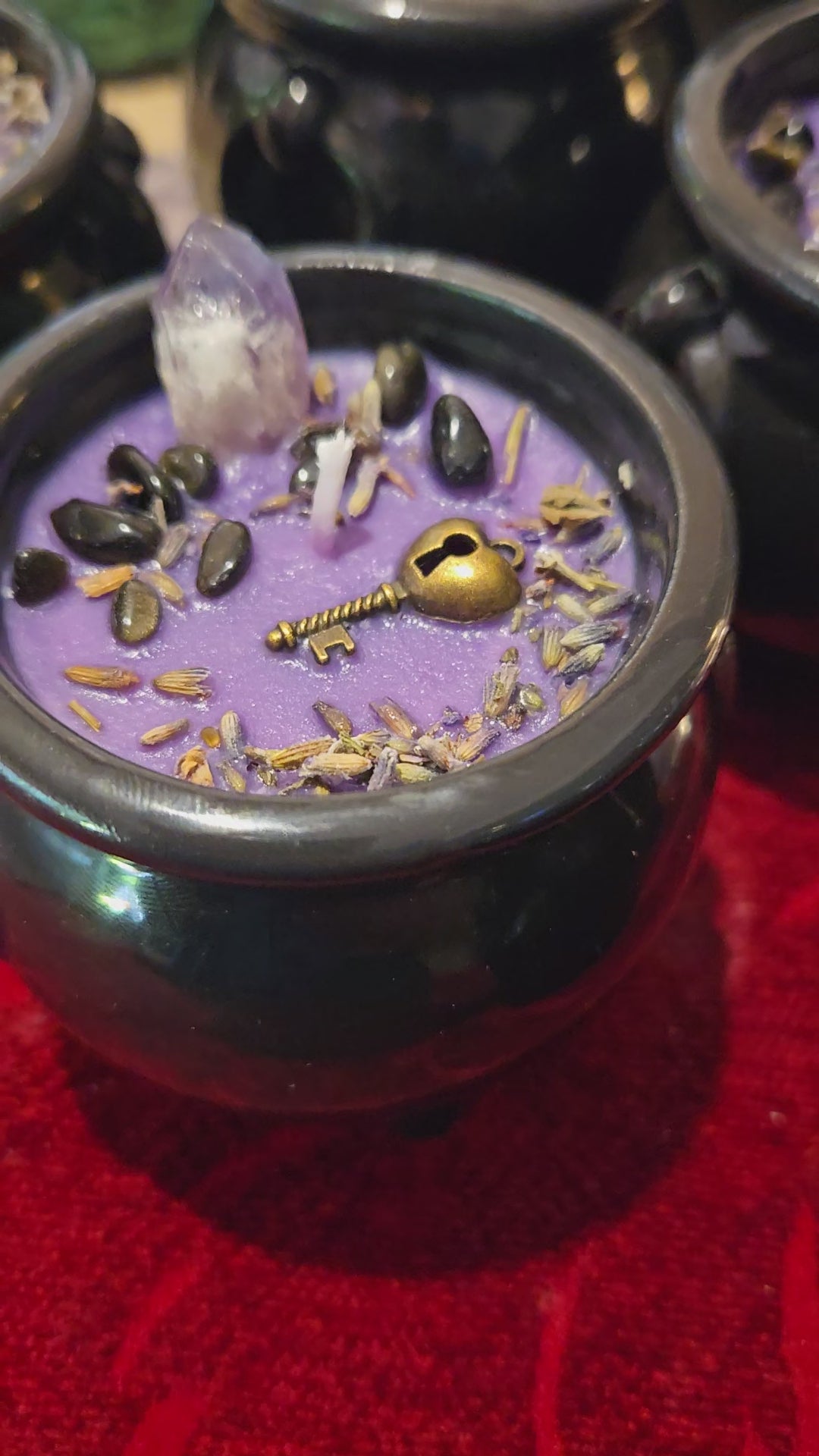 Hecate Cauldron Candle | Purple Soy Candle with Amethyst & Gold Obsidian