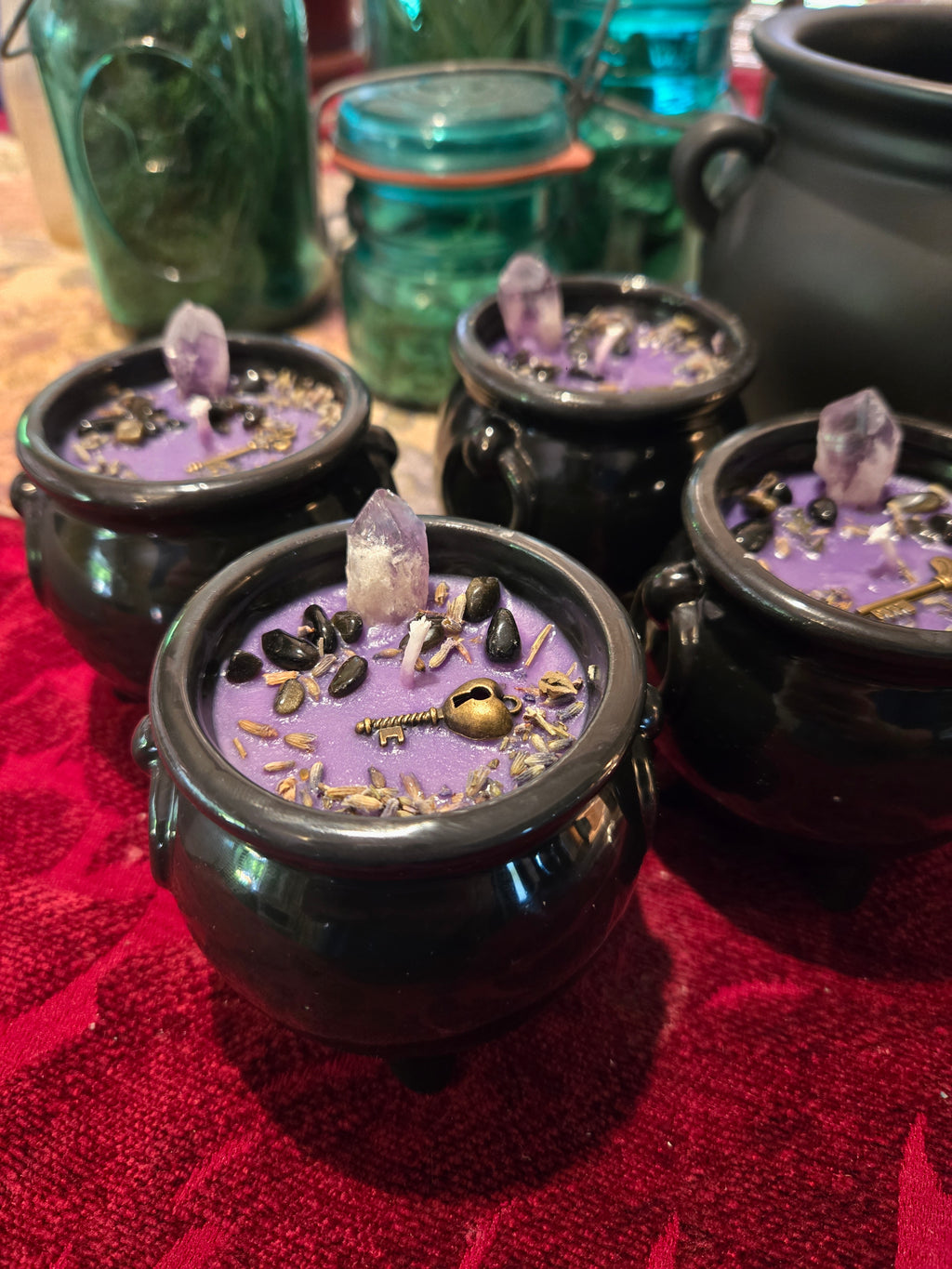 Hecate Cauldron Candle | Purple Soy Candle with Amethyst & Gold Obsidian