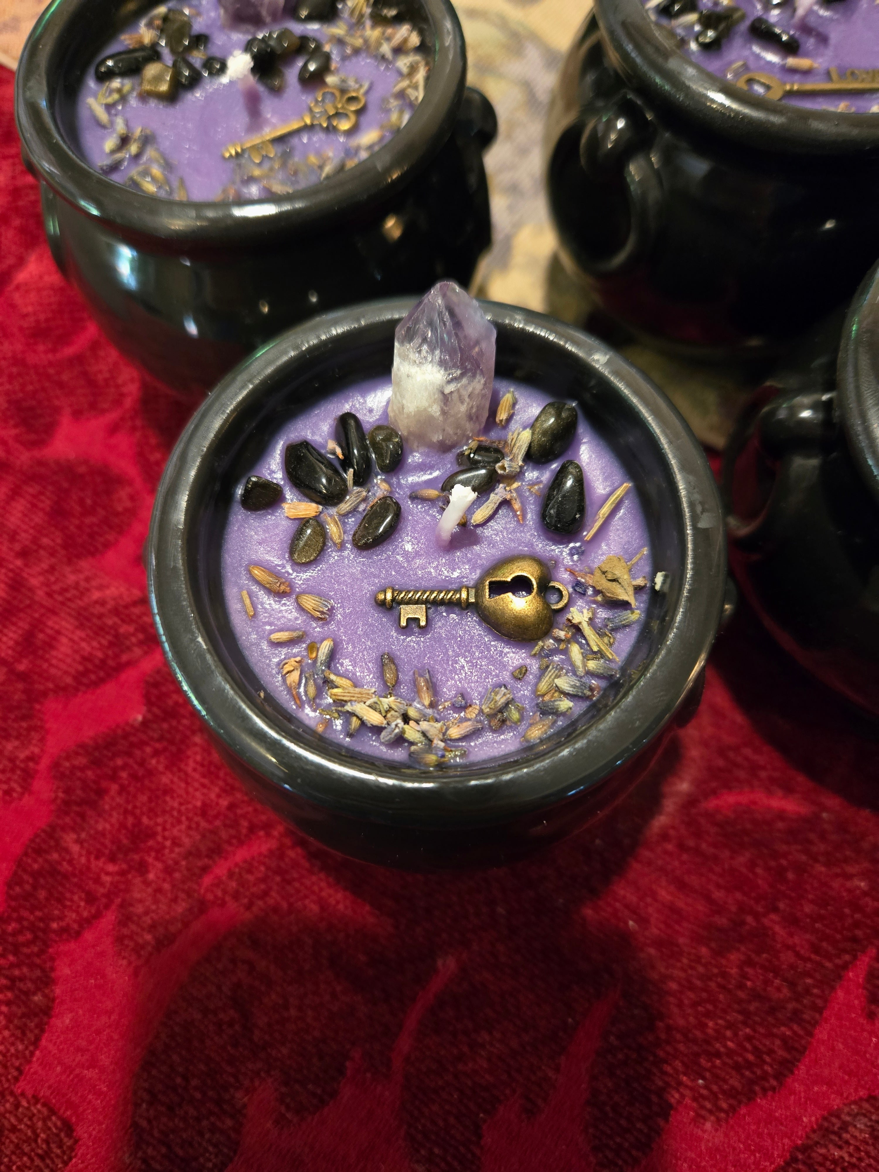 Hecate Cauldron Candle | Purple Soy Candle with Amethyst & Gold Obsidian